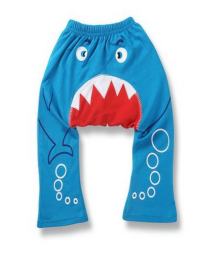 Kids cartoon pants blue color with cute shark - Click Image to Close